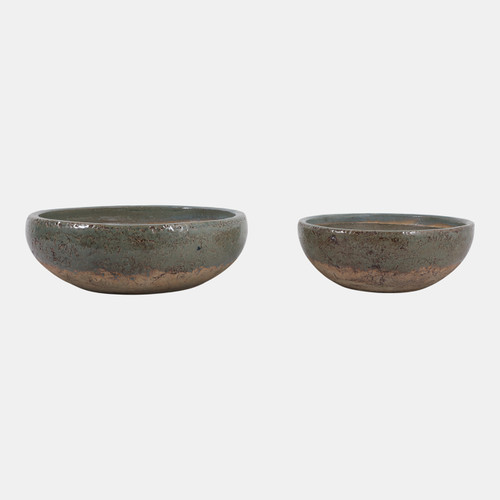 20347-01#S/2 12/15" Bowls, Green/brown