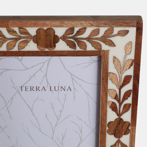 17802-02#5x7 Wood Petals Photo Frame, White/natural