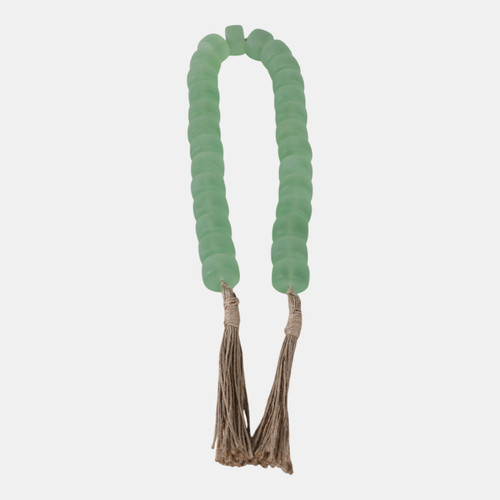 20796-04#38" Cylinder 1.25" Resin Beaded Garland, Green