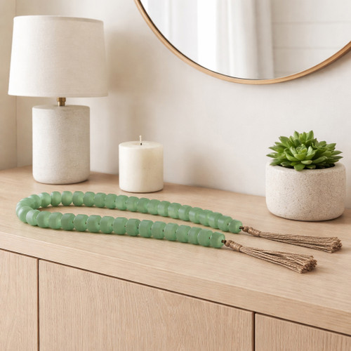 20796-04#38" Cylinder 1.25" Resin Beaded Garland, Green