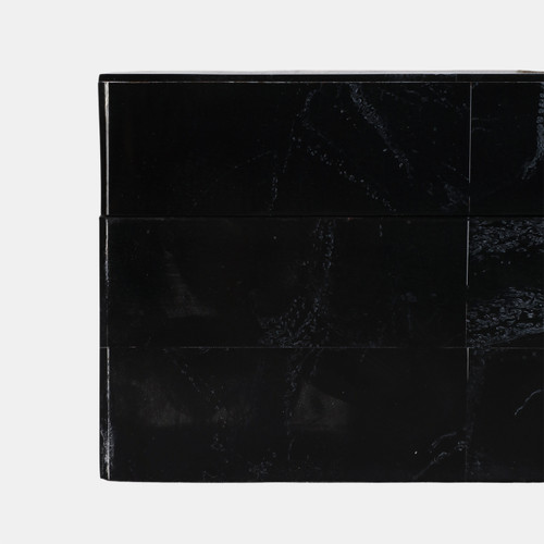 22321#S/2 12/14" Brass Inlay Boxes With Hardware, Black