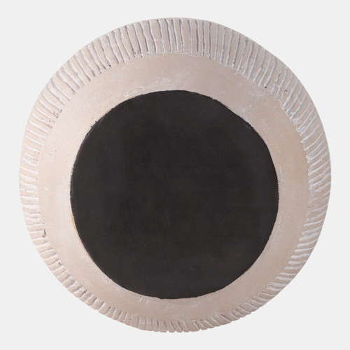 18760-03#Terracotta, 19" Organic Vase With Lines, Ivory