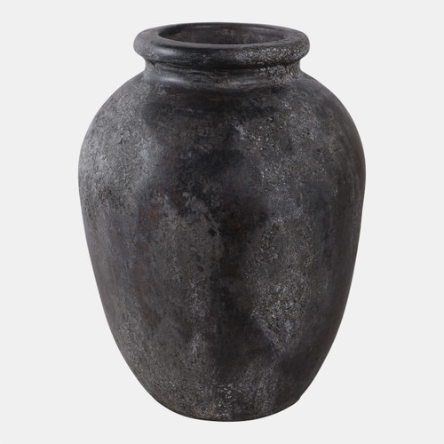 22358-03#12x9" Terracotta Vase, Black