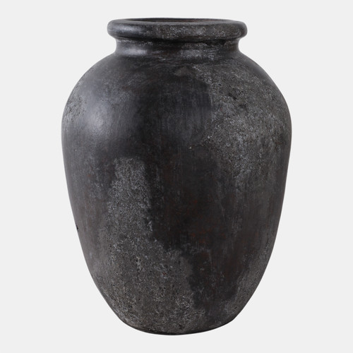 22358-03#12x9" Terracotta Vase, Black
