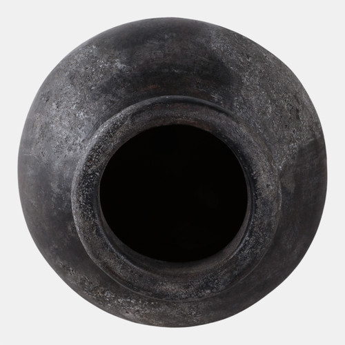 22358-03#12x9" Terracotta Vase, Black