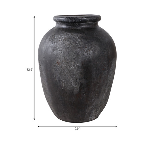 22358-03#12x9" Terracotta Vase, Black