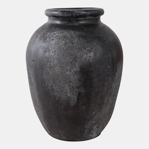 22358-03#12x9" Terracotta Vase, Black