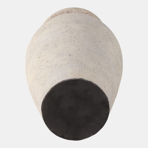 22359#24x11" Terracotta Floor Vase, White