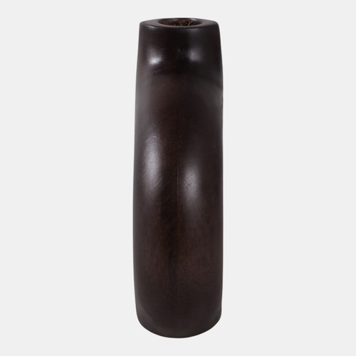 17558-08#7x7" Cut-out Wood Vase, Dark Brown