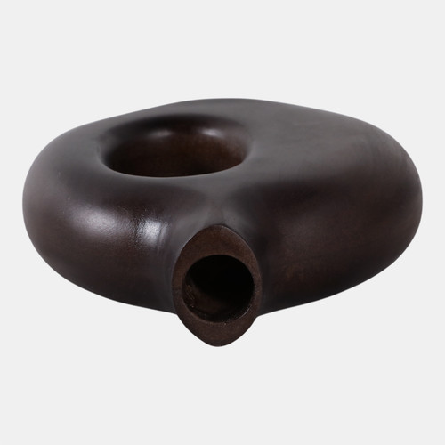 17558-08#7x7" Cut-out Wood Vase, Dark Brown