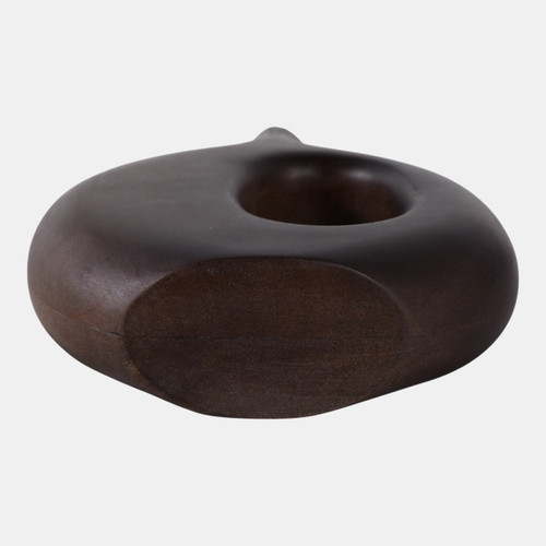 17558-08#7x7" Cut-out Wood Vase, Dark Brown