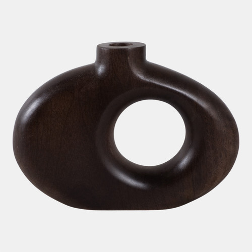 17558-09#10x7" Cut-out Wood Vase, Dark Brown