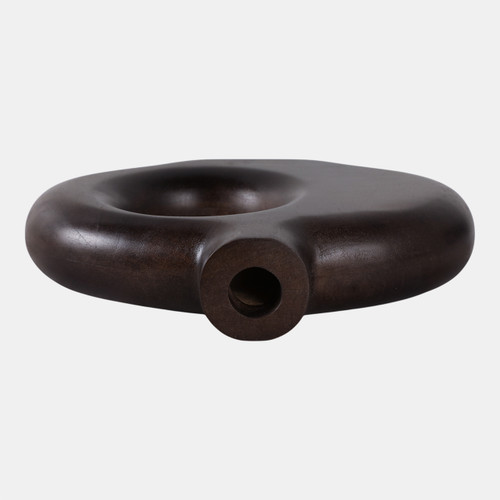 17558-09#10x7" Cut-out Wood Vase, Dark Brown