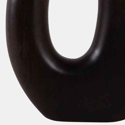 17558-10#14x9" Cut-out Wood Vase, Dark Brown