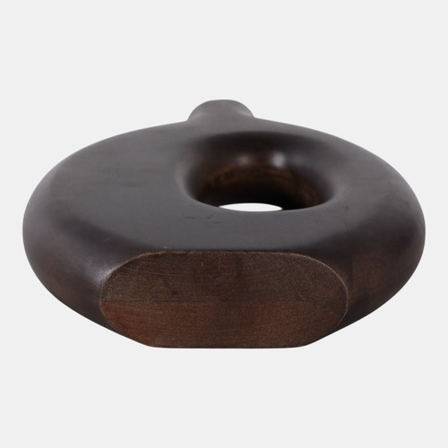 17558-10#14x9" Cut-out Wood Vase, Dark Brown