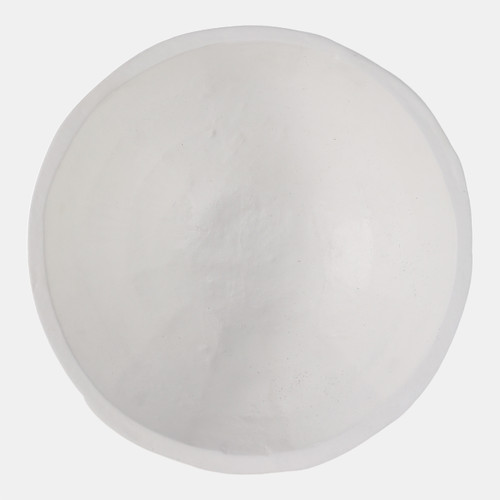 22386#14x6" Windowpane Paper Mache Bowl, White