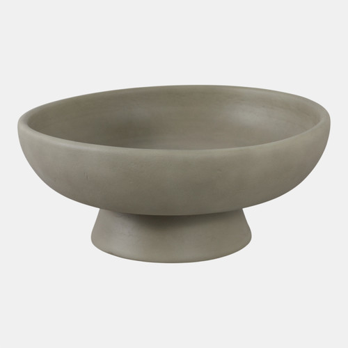 22388#13x5" Terracotta Bowl On Pedestal, Sage Green