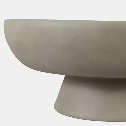 22388#13x5" Terracotta Bowl On Pedestal, Sage Green