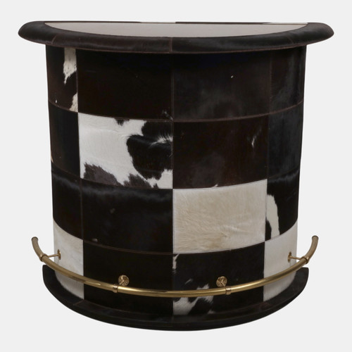 22392#48x42" Hair On Hide Cow Print Bar, Brown/white