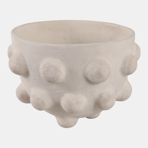 22396#10x6" Large Hobnail Paper Mache Bowl, White