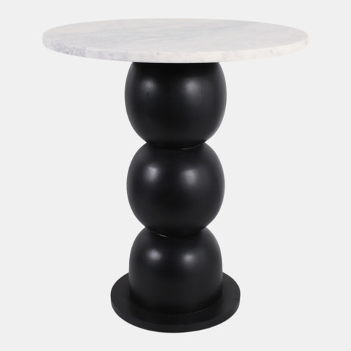 22405#20x18" Bubble Base Marble Top Accent Table,wht/blk
