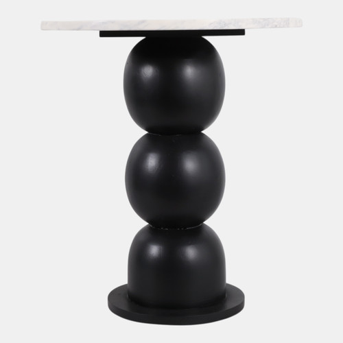 22405#20x18" Bubble Base Marble Top Accent Table,wht/blk