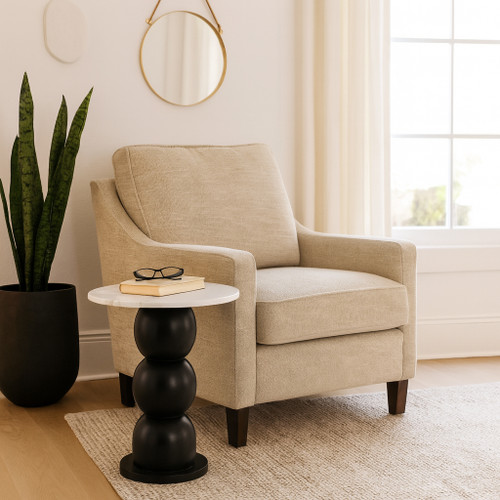 22405#20x18" Bubble Base Marble Top Accent Table,wht/blk