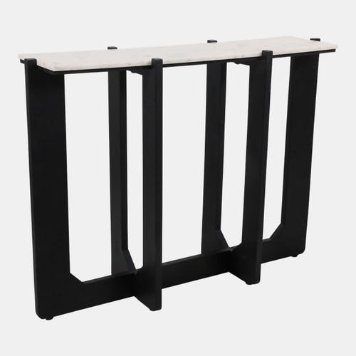 22408#42x31" Criss-cross Marble Top Console, White/black