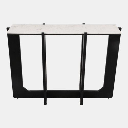 22408#42x31" Criss-cross Marble Top Console, White/black