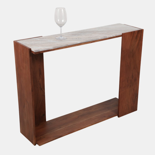 22409#42x31" Modern Marble Top Console Table,ivory/brown