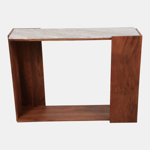 22409#42x31" Modern Marble Top Console Table,ivory/brown