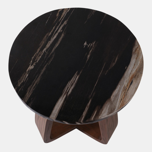 22422#22x16" Petrified Wood Top Open Base Accent Table, 