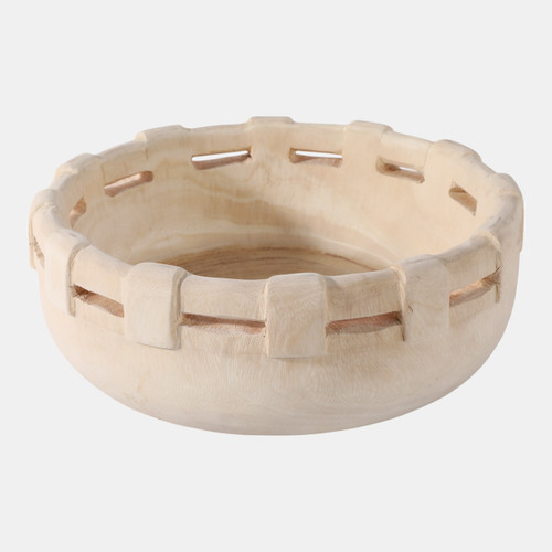 22429#14x6" Carved Wood Bowl, Natural