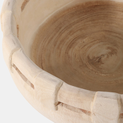 22429#14x6" Carved Wood Bowl, Natural