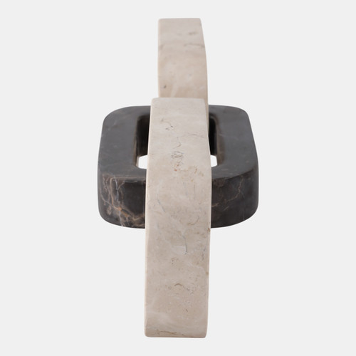 22436#13x4" Marble Chain Link Object, Ivory/ Black