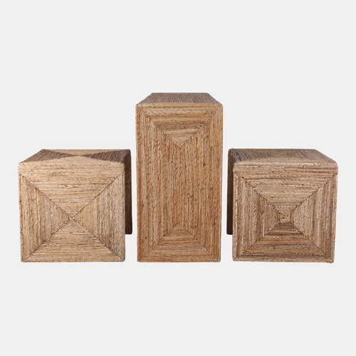 22448#S/3 55" Woven Console W/ 2 19" Side Tables, Natura