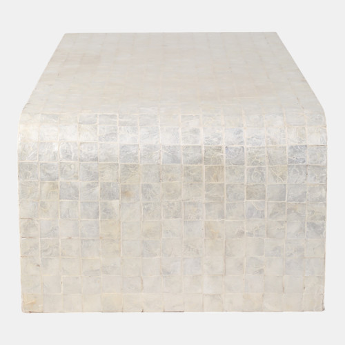 22454#47x16" Rectangular Capiz Coffee Table, Ivory
