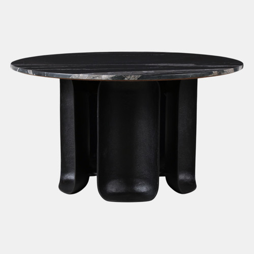 22459#30x17" Curved Base Marble Top Coffee Table, Blk Kd