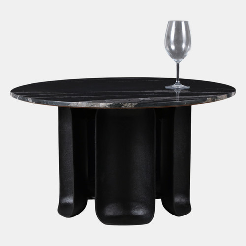 22459#30x17" Curved Base Marble Top Coffee Table, Blk Kd