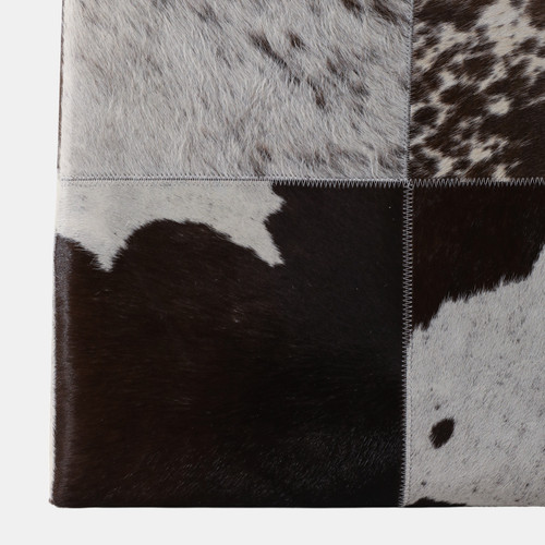 22475-02#18x18" Hair On Hide Patchwork Ottoman, Multi