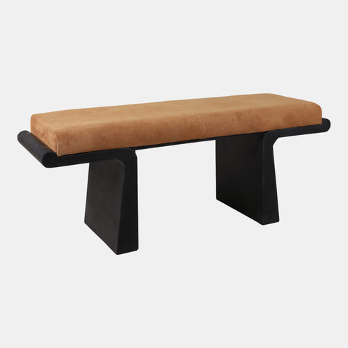 22477#45x18" Suede Top Modern Bench, Brown/black