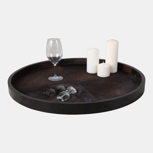 22480-01#29" Hair On Hide Patchwork Tray, Brown