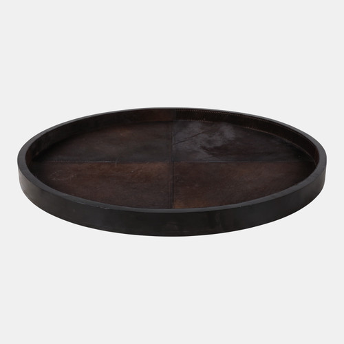 22480-01#29" Hair On Hide Patchwork Tray, Brown