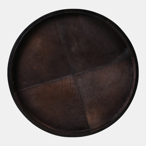 22480-01#29" Hair On Hide Patchwork Tray, Brown