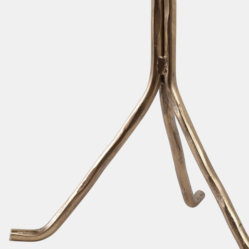 22483#22x11" Recycled Glass Top Metal Drink Table, Gold