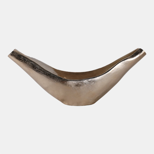 22512-01#20x8" V-shaped Metal Bowl, Gold/tan