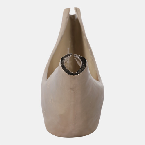 22512-01#20x8" V-shaped Metal Bowl, Gold/tan