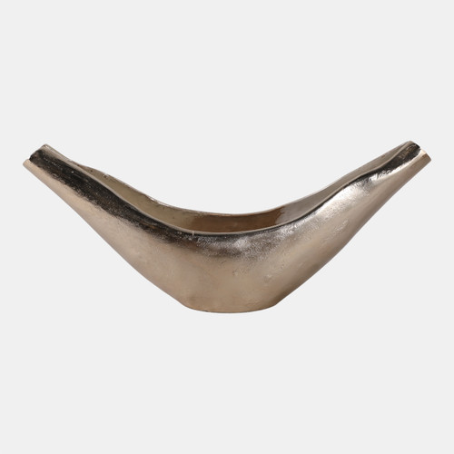 22512-01#20x8" V-shaped Metal Bowl, Gold/tan