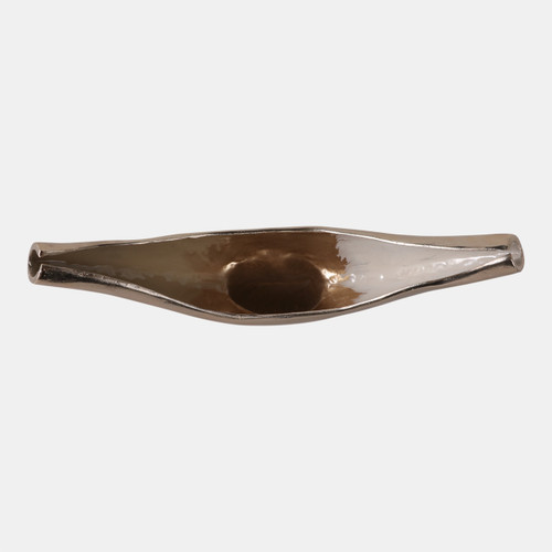 22512-01#20x8" V-shaped Metal Bowl, Gold/tan