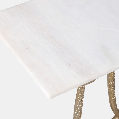 22513#50x30" Snake Base Marble Top Console Table, White/